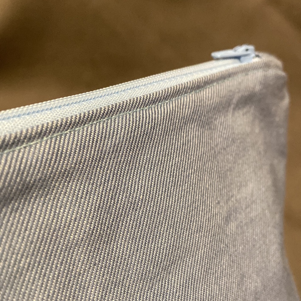 Hand made up-cycled medium zipper bag with strap